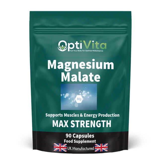 MAGNESIUM MALATE CAPSULES, Strongest Vegan Tablets, Muscle Sleep Bowel