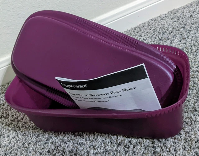 NEW Tupperware Microwave Pasta Maker RHUBARB BPA-Free cook and strain