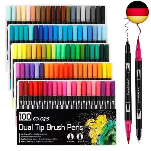 Dual Brush Pen Set,100 Filzstifte Pinselstifte Marker Aquarell Stifte Fineliner