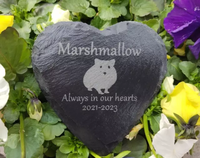 Memorial Plaque For Pet Hamster Personalised Heart Shaped Memorial Slate, Grave