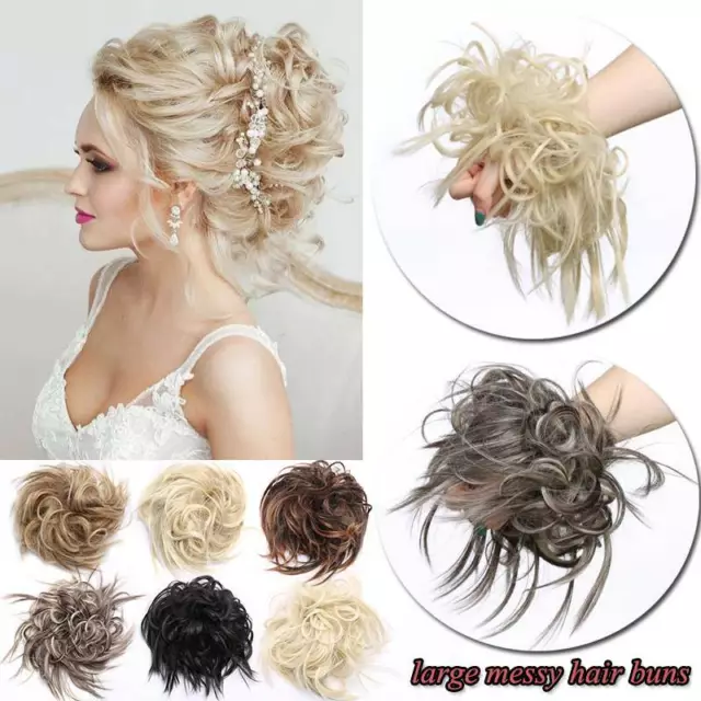 AU Thick Messy Bun Hair Piece Scrunchie Updo Wrap Hair Extensions Real as human