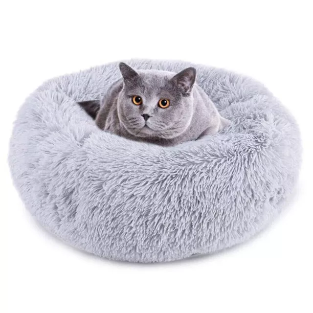 20" in Fluffy Donut Cuddler Plush Bed Pet Dog Cat Round Calming Cushion Washable