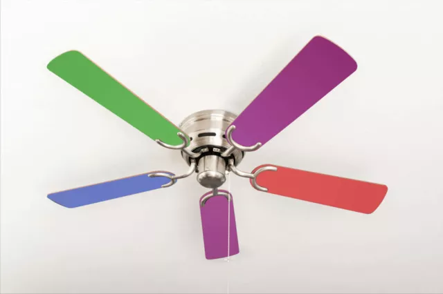 Extra flacher Deckenventilator Pepeo Kisa Multicolor Nickel mit Zugschalter