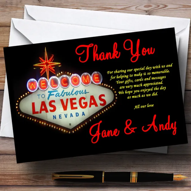 Las Vegas Sign Fabulous Personalised Wedding Thank You Cards