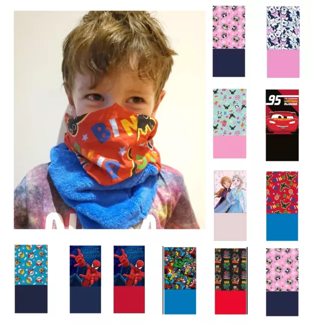 Kids Boys Girls Character Fleece Neck Warmer Snood Scarf Winter Warm Breathable