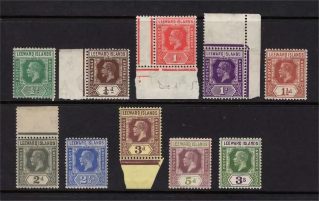 Leeward Islands GV 1921 10 various values to 3/- Unmounted Mint