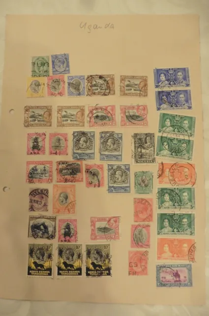 alte Briefmarken aus Uganda und Ägypten mit Falz auf 2 Blättern ca. 1920 - 1940