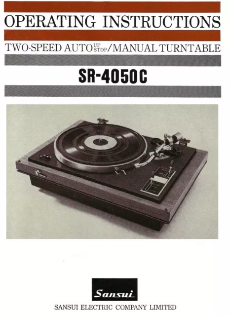 Sansui SR-4050C Turntable User / Owner's Instruction Manual