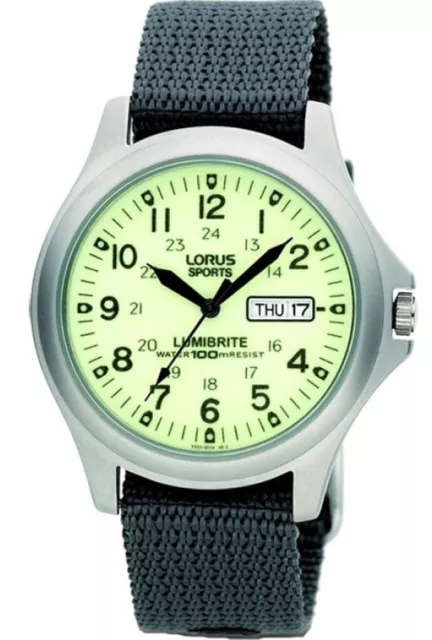 Lorus Lumibrite Militar Reloj RJ655AX9 Nuevo