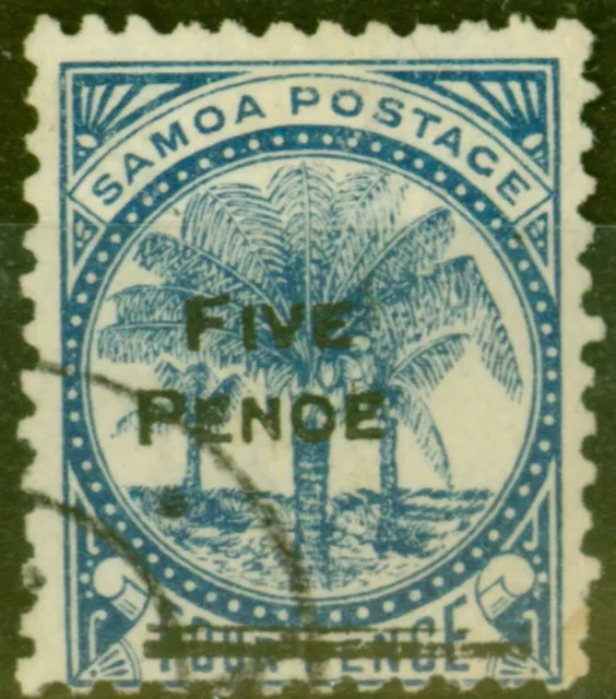 Samoa 1893 5d Auf 4d Blau SG67var Penoe Fehler Fein Gebraucht Un-Listed Selten