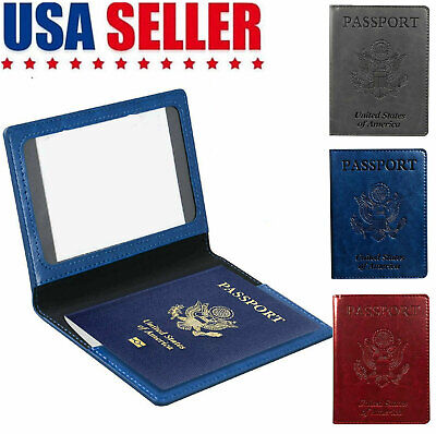 Leather Passport Vaccine Card Passport Holder Travel Wallet Blocking Case Cover