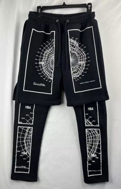 HOOD BY AIR Pants Mens Large Black Shorts Pants Layered HBA Sweatpants