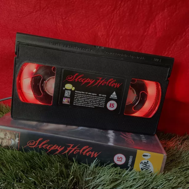 Upcycled Retro VHS Lamp SLEEPY HOLLOW with Remote Control HORROR Christmas Gift.