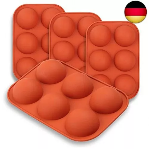 homEdge Mittlere Kugelform Silikonform, 4 Packungen Backform zur Herstellung