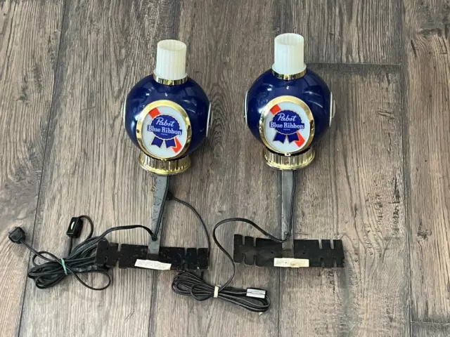 Pair Vintage Pabst Blue Ribbon PBR Beer Wall Sconces