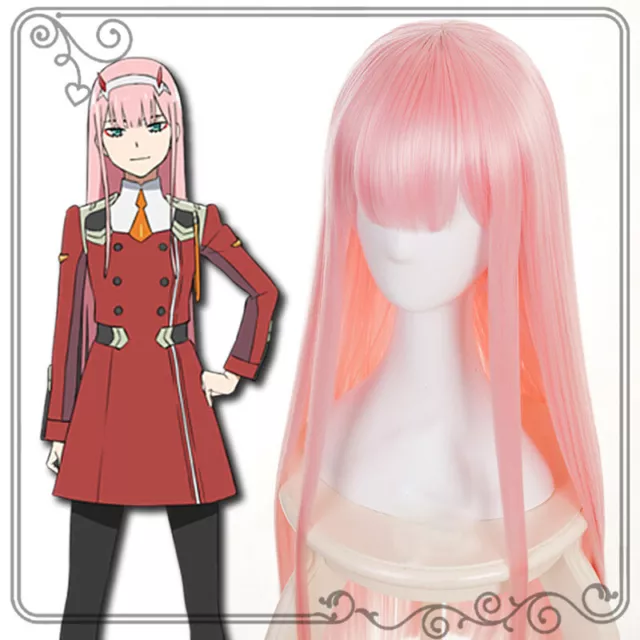 Anime Cartoon Characters Zero TWO 02 Pink Long Straight Wig Cosplay PartyA.FE