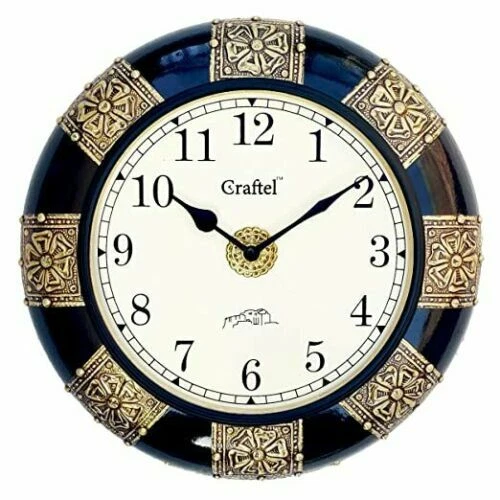 30.5cm Antique Laiton Ajusté Noir Lustré Mural Horloge (Doré, 20.3cm)