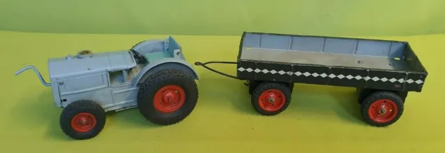 Altes Blechspielzeug GAMA Traktor mit Anhänger für Bastler