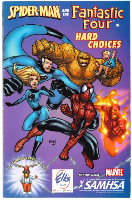 Spiderman Fantastic Four Hard Choices 2010 Marvel Comics & Elks USA Anti-Drug