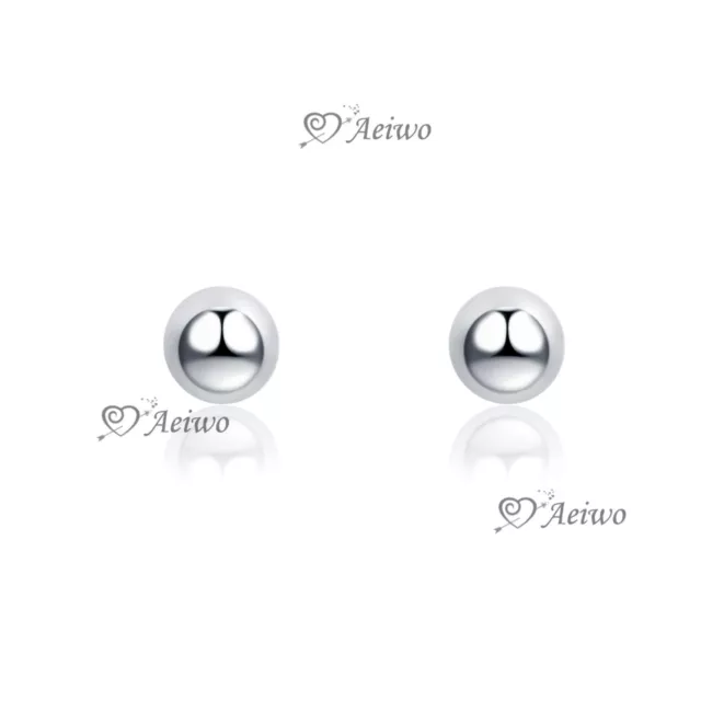 925 sterling silver stud Screw back baby kids ball bar simple safe earrings 3mm