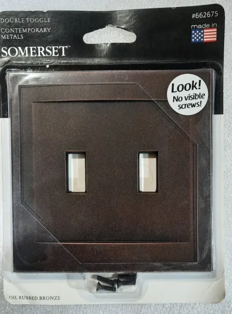 Oil Rubbed Bronze Double Toggle Light Switch Wallplate No Visible Screws NOS USA