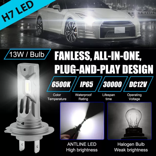 6* Lasfit LED High/Low Beam Conversion Kit H7 Bulbs Super Bright 6000K Plug&Play
