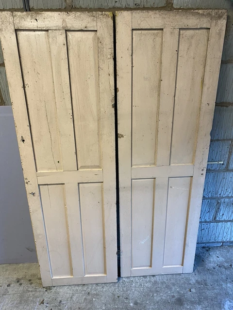 Victorian Reclaimed Cupboard Alcove 4 Panel / Panelled Doors x2 4