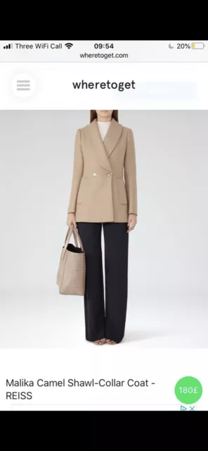 Reiss Malika Camel Shawl-Collar Coat Beige 3