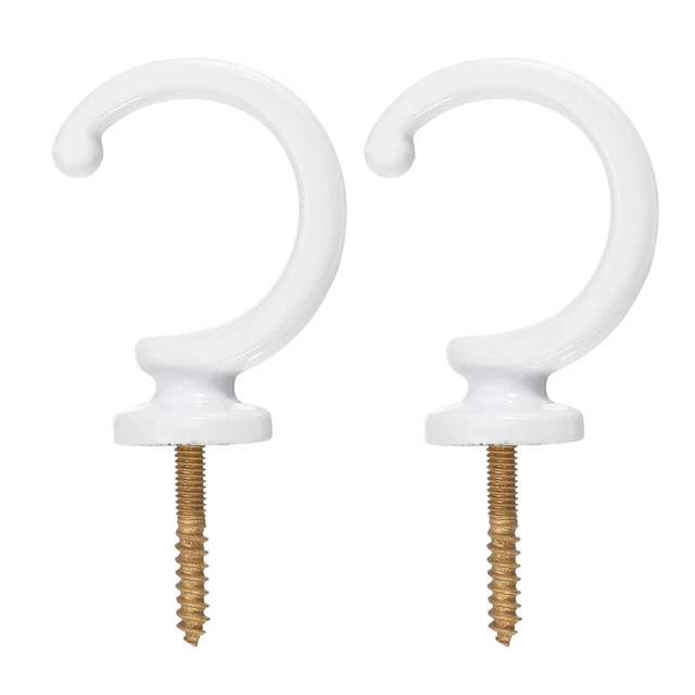 2Pcs Aluminum Alloy Wall Mounted Curtain Holdback Drapery Tieback Hooks, White