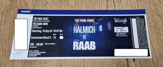 Sitzplatz THE FINAL FIGHT - Stefan Raab vs. Regina Halmich - 1. Kategorie Ticket