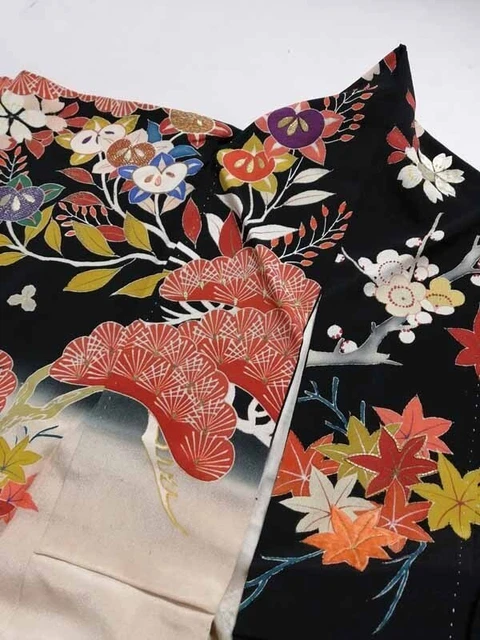 Japanese Kimono Furisode Luxurious Wedding Embroidery Pure Silk Flower K538 17