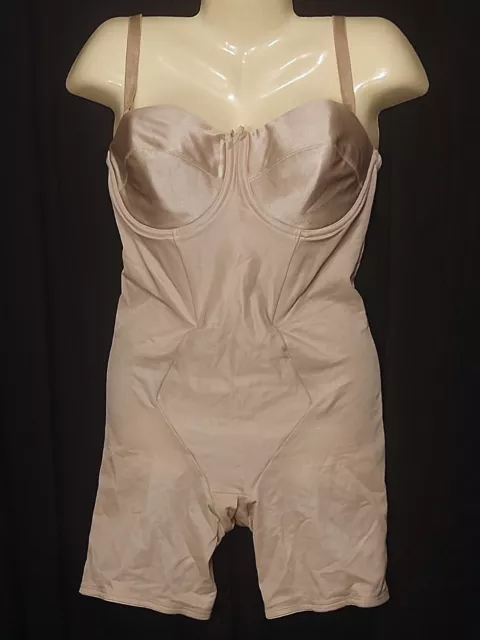 Miraclesuit Bodysuit Firm Control Long Leg Body Shaper Bra Size 40C Beige