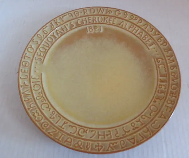 Vintage Frankoma Pottery Sequoyah's Cherokee Alphabet 1821 Wall Hanging Plate 9"