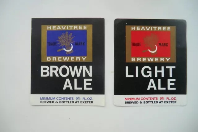 Neuwertiges Paar Heavitree Brauerei Exeter Braun & Hell Ale Brauerei Bierflaschenetiketten