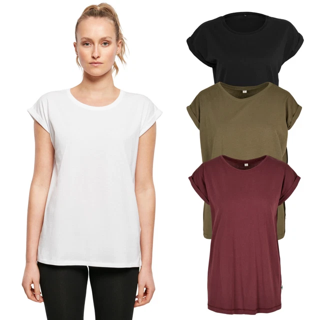 Build your Brand Femmes Organique Extended Épaule T-Shirt Femmes Chemise Basic