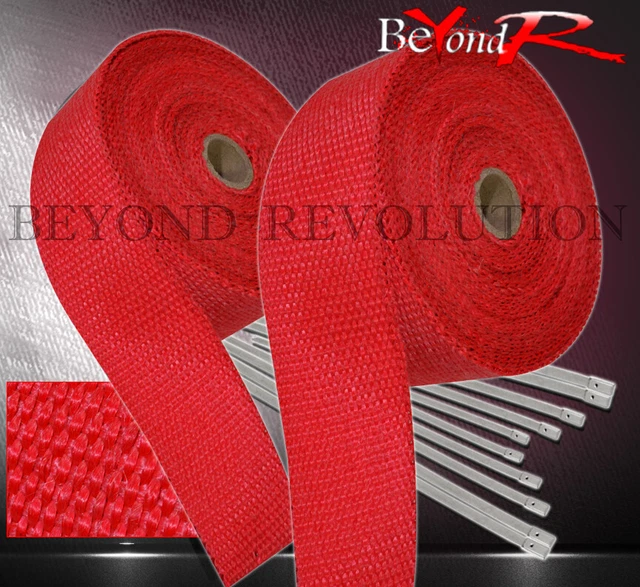 30Ft X 2" X 1.5mm Heat Wrap Cover Pipe Header Intake Piping Kit Red