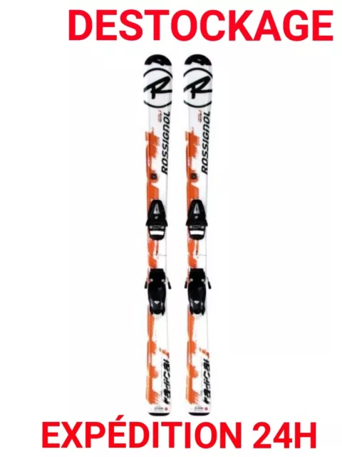 ski occasion enfant ROSSIGNOL "RADICAL" taille:110 cm -- 1 mètre 10 + fixations