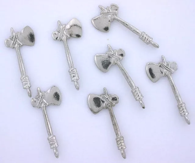Set Of Five Silver Color Southwest Silver Color Tomahawk Hatchet Pendant Focal