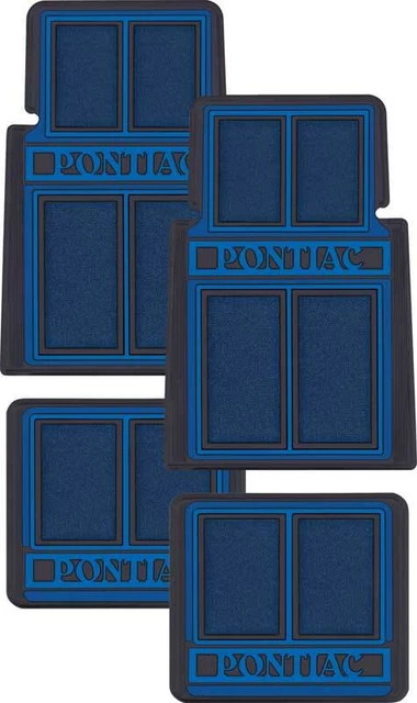 1964-92 Pontiac Carpet Floor Mat Set; Blue / Black; 4 Piece Set