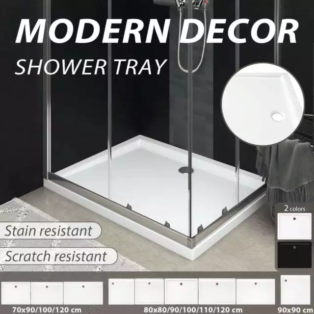 vidaXL Square Rectangle ABS Shower Base Tray Bathroom Threshold Black/White