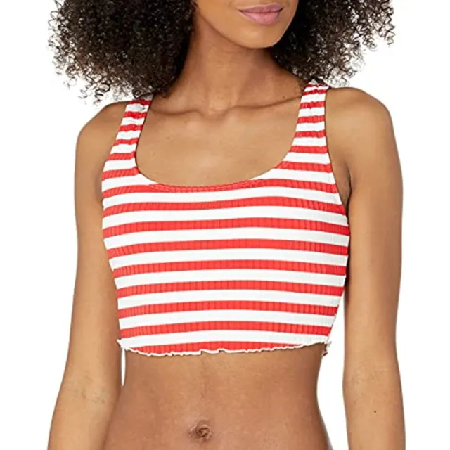MSRP $55 Roxy Womens Hello July Tank Bikini Top Red Size XL (STAINED)