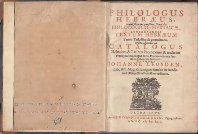 Buch: Philologus Hebraeus, Leusden, Johannes. 1657, Dreunen, gebraucht, gut 2