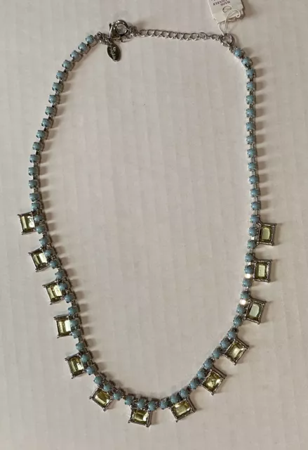 Lia Sophia Damsel- Blue and Clear or Mirrored Crystal Necklace.