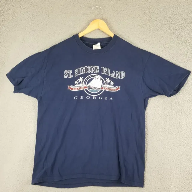 St Simons Island Georgia Souvenir T-shirt Adult XL Blue Vintage Hanes Beefy