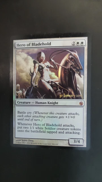 Mirrodin Besieged Prerelease Promo ** Hero of Bladehold (FOIL) (NM!) ** Magic