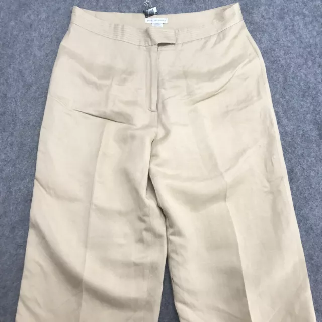 Annie Alexander Pants Womens Size 12 Tan Linen Blend Trousers Straight w/ Lining 3