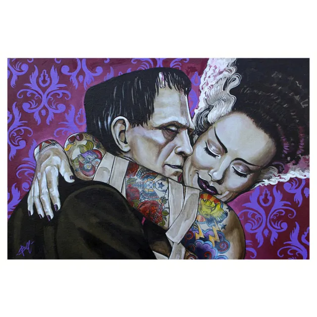 Undying Love by Mike Bell Tattoo Fine Art Print Bride of Frankenstein Monster