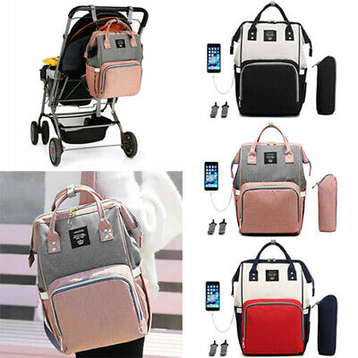 LEQUEEN Baby Diaper Bag Backpack Mummy Maternity Nappy USB Charge Travel Useful