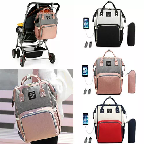 LEQUEEN Baby Wickeltasche Wasserdichter Rucksack Mutterschafts Windel USB Charge