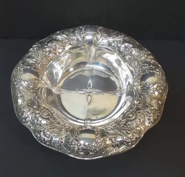 Stunning Antique Gorham Sterling Silver Art Nouveau Chased Repousse Bowl